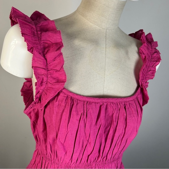 ❤️ Old Navy Fuchsia Ruffle Eye Lit Blouse M - Picture 3 of 9